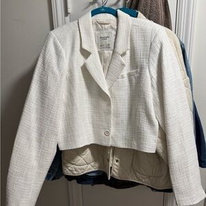 Abercrombie & Fitch Textured Cream Blazer